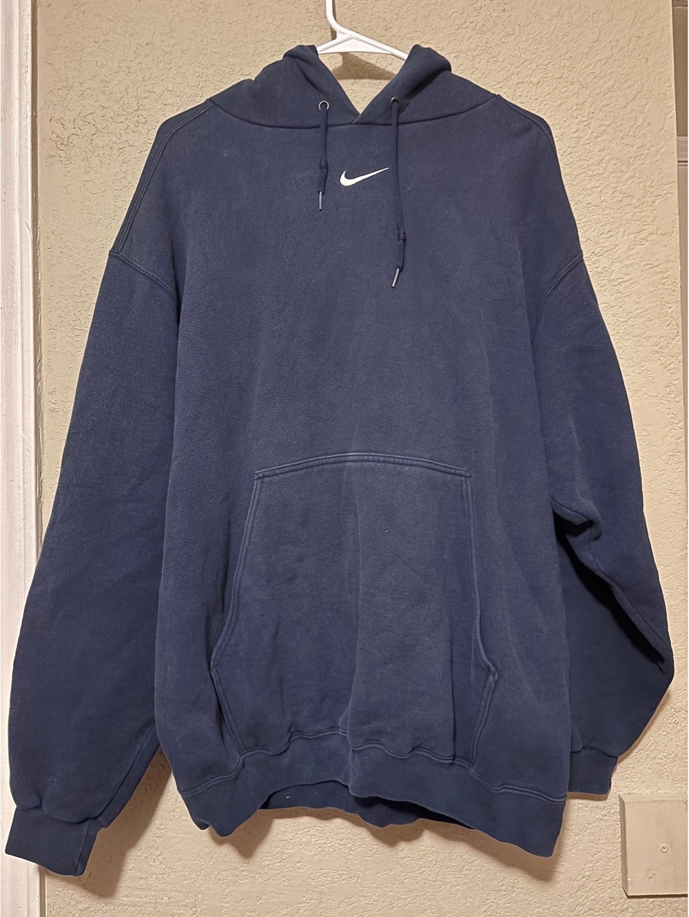 Vintage Nike Center Swoosh Navy Blue Hoodie Sweatshirt Large Made in USA